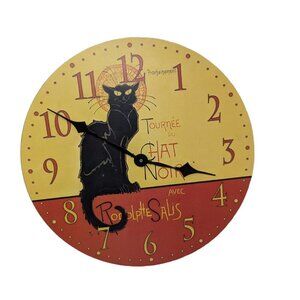 Chat Noir Black Cat Paris France French Advertising Round Wall Clock 13 Inches